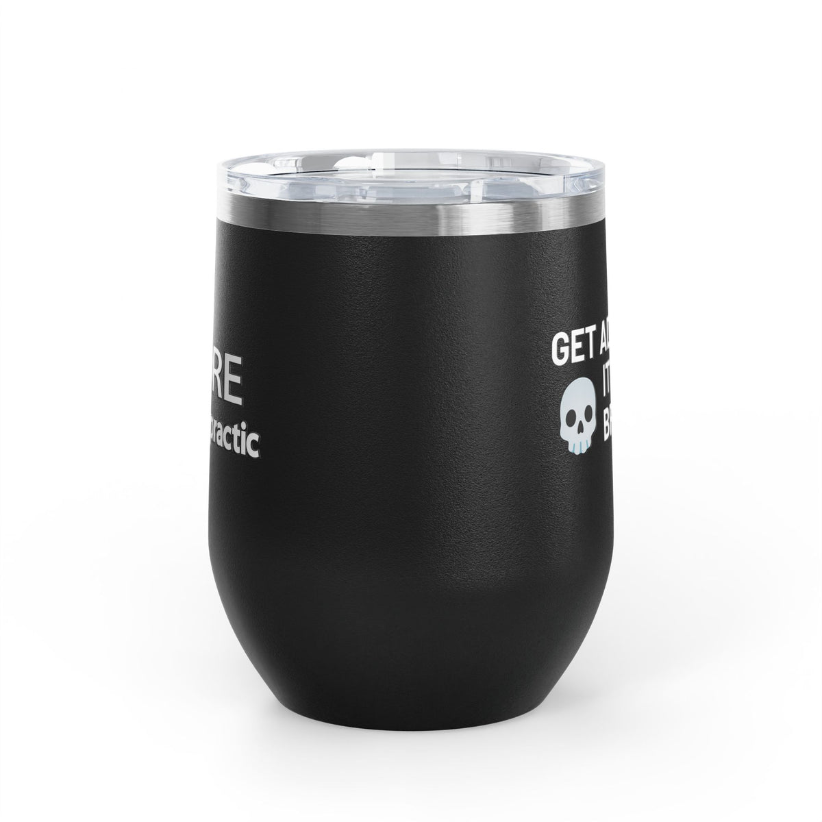 It's A No-Brainer - CORE Chiropractic 12oz Wine Tumbler — Insulated Black Stemless Cup with Logo