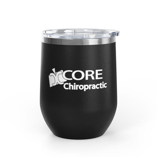 It's A No-Brainer - CORE Chiropractic 12oz Wine Tumbler — Insulated Black Stemless Cup with Logo