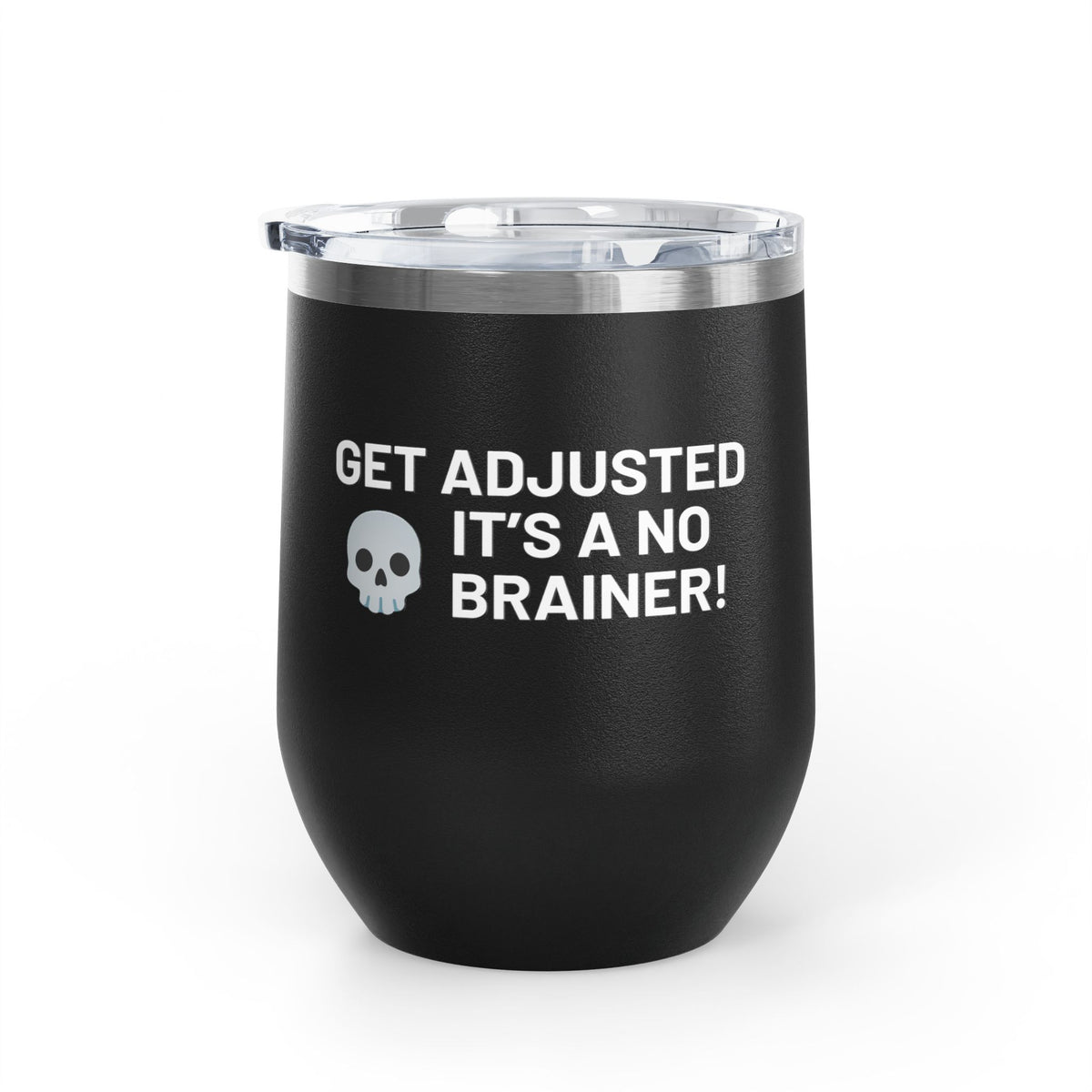 It's A No-Brainer - CORE Chiropractic 12oz Wine Tumbler — Insulated Black Stemless Cup with Logo